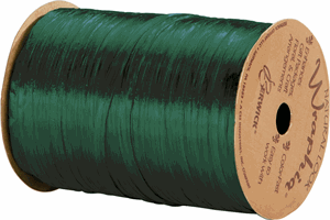 263-2-20 Pearlized Hunter Green Wraphia Ribbon 1/4