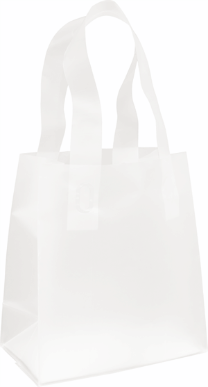 Clear Plastic Bags Frosted High Density Flex Loop Shoppers 6 1/2 x 3 1/2 x 6 1/2