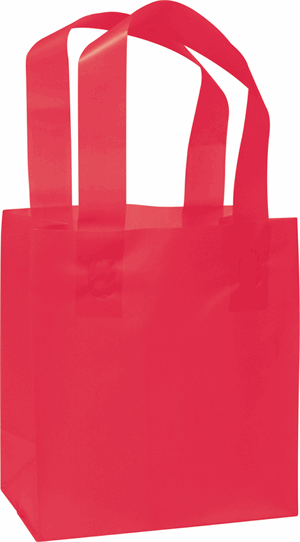 250 Red Plastic Bags Frosted High Density Flex Loop Shoppers 6 1/2 x 3 1/2 x 6 1/2