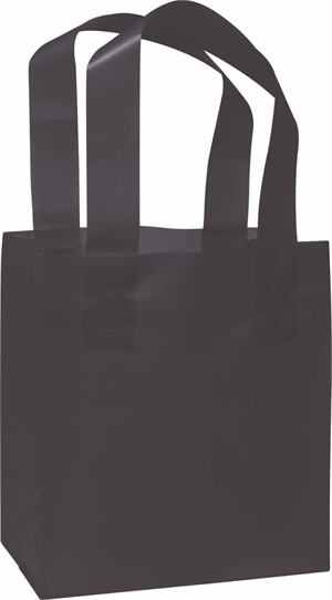 250 Black Plastic Bags Frosted High Density Flex Loop Shoppers 6 1/2 x 3 1/2 x 6 1/2