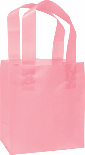 250 Dusty Rose Pink Plastic Bags Frosted High Density Flex Loop Shoppers 6 1/2 x 3 1/2 x 6 1/2