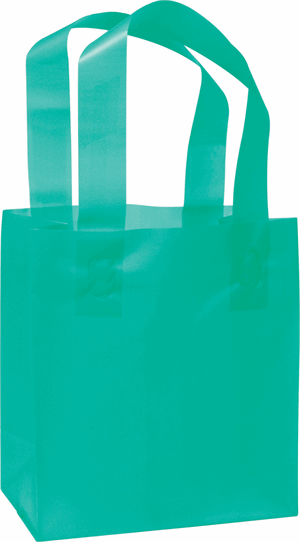 250 Teal Plastic Bags Frosted High Density Flex Loop Shoppers 6 1/2 x 3 1/2 x 6 1/2