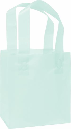 250 Ocean Blue Plastic Bags Frosted High Density Flex Loop Shoppers 6 1/2 x 3 1/2 x 6 1/2