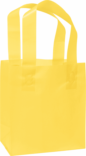 250 Yellow Plastic Bags Frosted High Density Flex Loop Shoppers 6 1/2 x 3 1/2 x 6 1/2