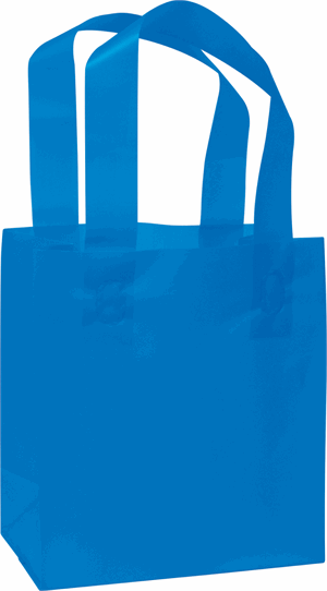 250 Blue Plastic Bags Frosted High Density Flex Loop Shoppers 6 1/2 x 3 1/2 x 6 1/2