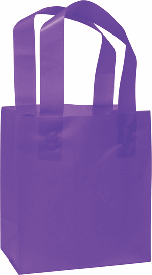 250 Grape Purple Plastic Bags Frosted High Density Flex Loop Shoppers 6 1/2 x 3 1/2 x 6 1/2