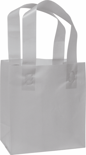 250 Silver Plastic Bags Frosted High Density Flex Loop Shoppers 6 1/2 x 3 1/2 x 6 1/2