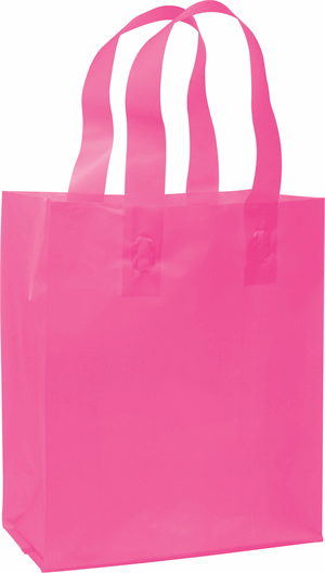 250 Cerise Pink Frosted High Density Shoppers 8 x 4 x 10