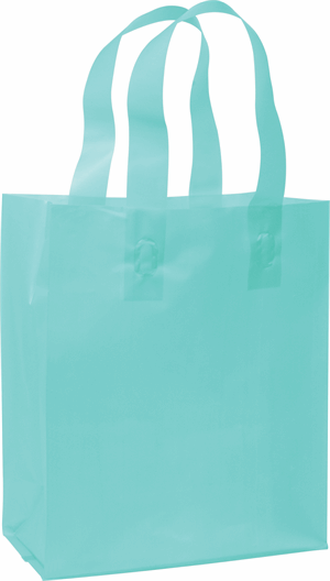 Turquoise Frosted High Density Plastic Bags Shoppers 8 x 4 x 10