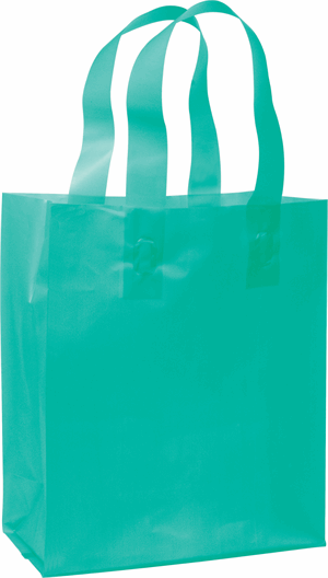 250 Teal Frosted High Density Shoppers 8 x 4 x 10