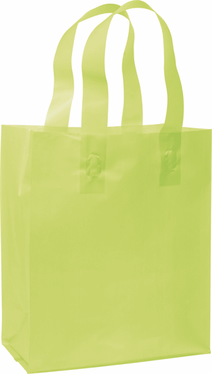 250 Lime Green Frosted High Density Shoppers 8 x 4 x 10