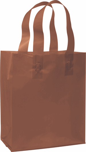 250 Chocolate Brown Frosted High Density Shoppers 8 x 4 x 10