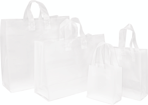 Clear Frosted High Density Plastic Bags Shoppers Assortment 4 Sizes