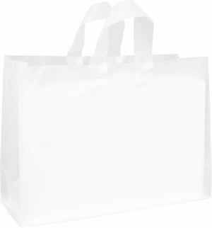 Clear Frosted High Density Plastic Bag Flex Loop Shoppers 16 x 6 x 12