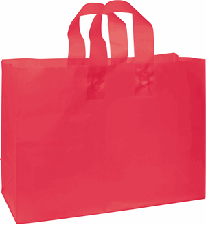 250 Red Frosted High Density Plastic Bag Flex Loop Shoppers 16 x 6 x 12