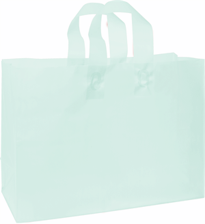 250 Ocean Blue Frosted High Density Plastic Bag Flex Loop Shoppers 16 x 6 x 12