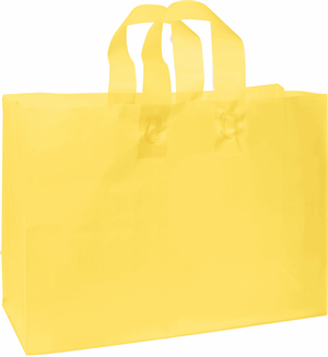 250 Yellow Frosted High Density Plastic Bag Flex Loop Shoppers 16 x 6 x 12