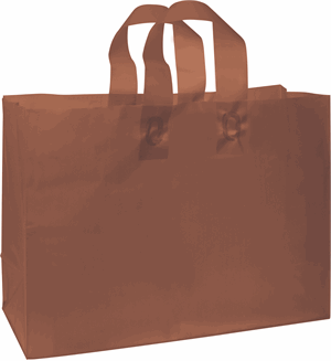 250 Chocolate Brown Frosted High Density Plastic Bag Flex Loop Shoppers 16 x 6 x 12