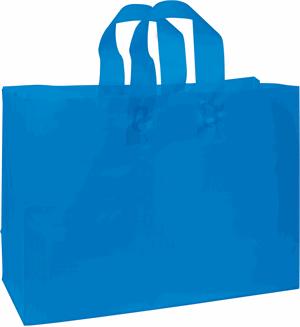 250 Blue Frosted High Density Plastic Bag Flex Loop Shoppers 16 x 6 x 12