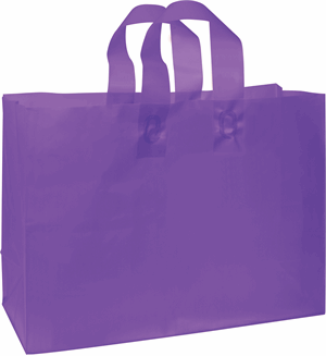 250 Grape Purple Frosted High Density Plastic Bag Flex Loop Shoppers 16 x 6 x 12