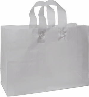 250 Silver Frosted High Density Plastic Bag Flex Loop Shoppers 16 x 6 x 12