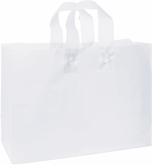 250 White Frosted High Density Plastic Bag Flex Loop Shoppers 16 x 6 x 12