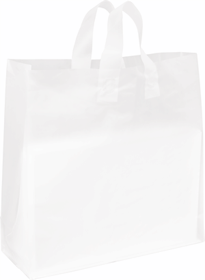 200 Clear Frosted High Density Plastic Bag Flex Loop Shoppers 16 x 6 x 16