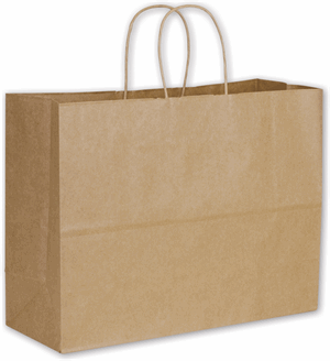 250 Recycled Kraft Paper Bags Shoppers Vogue 16 x 6 x 12 1/2