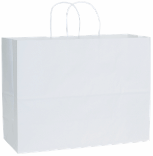 Recycled White Kraft Paper Bags Shoppers Vogue 16 x 6 x 12 1/2