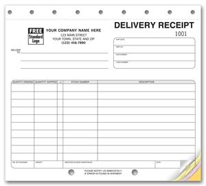 5052 Delivery Receipts Sets 8 1/2 x 7