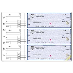 53220DS - 53220HS 3-On-A-Page Business Size Checks Side-Tear Voucher 12 15/16 x 9