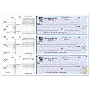 53224DS High Security 3 On A Page Business Size Checks End Stub Voucher 12 15/16 x 9