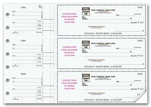 53225N 3 On A Page Business Size Checks With Choice of Voucher 12 15/16 X 9