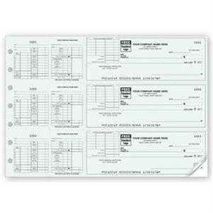 53228N 3 On A Page Payroll Check With Corner Voucher 12 15/16 x 9