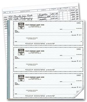 54031N 3-On-A-Page Business Size Checks with Deposit Tickets 8 3/4 x 3