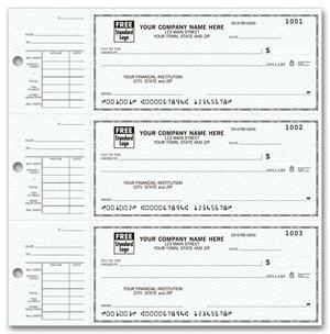 56300N 3 On A Page Compact Size Checks with Side Tear Voucher 6 x 2 3/4