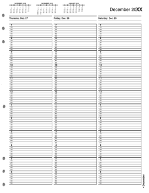 TIME8 TimeScan 1 Column Looseleaf Pages 10 Minute Interval 7am-7pm 8 1/2 x 11