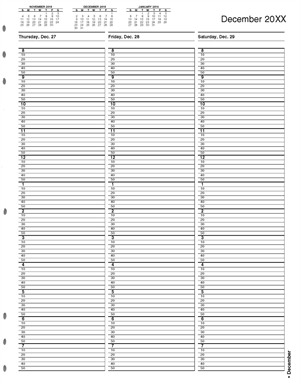 TIME18 TimeScan 1 Column Looseleaf Pages - 10 Minute Intervals 8am-8pm 8 1/2 x 11