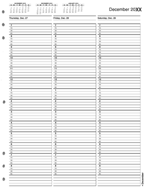 TIME10 TimeScan 1 Column Looseleaf Pages 15 Minute Intervals 7am-9pm With Extra Hour 8 1/2 x 11
