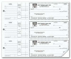 56600N 3 On A Page Compact Size Checks with Side Tear Vouchers 6 x 2 3/4