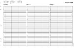 TIME58 TimeScan 3 Column Looseleaf Pages 10 Minute Interval 8am-8pm 17 x 11