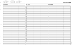 TIME50 TimeScan 3 Column Looseleaf Pages 15 Minute Interval 7am-9pm With Extra Hour 17 x 11