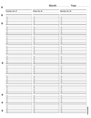 5754 Timescan Undated Appointment Sheets 1 Col 10 Min 8 1/2 X 11