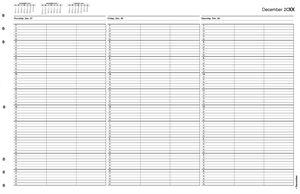 TIME44 TimeScan 3 Column Looseleaf Pages 10 Minute Interval 7am-5pm 17 x 11