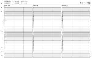 TIME46 TimeScan 3 Column Looseleaf Pages 15 Minute Interval 7am-6pm With Extra Hour 17 x 11