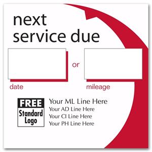 58163 Static Cling Service Label Red Arc 2 1/2 x 2 1/2