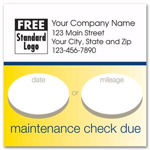 58165 Static Cling Service Label Maintenance Check Due 2 1/2 x 2 1/2