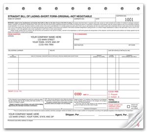 6205 Bills of Lading Small Carbonless 8 1/2 x 7