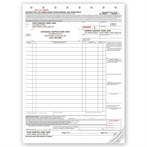 6225 Bills of Lading Large Carbonless 8 1/2 x 11