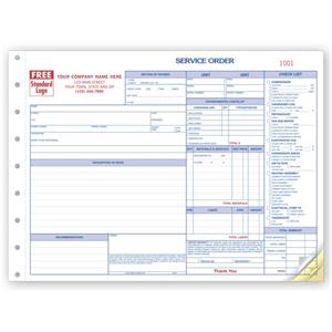 6534 HVAC Service Orders Side Stub 11 x 8 1/2